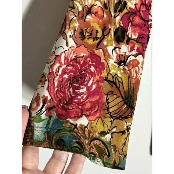 Investments Top Blouse SZ XL Multicolored Print Stretch 3/4 Sleeves - Picture 2 of 12